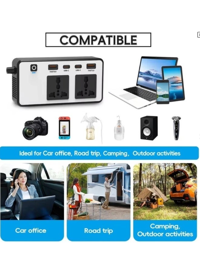200W Car Inverter 12V DC to 220V AC Power Adapter – Includes 2 USB-A & 2 Type-C Ports for Laptop, Computer, Smartphones – Compact and Portable Power Converter for Car Travel, Home & Office - Image 4